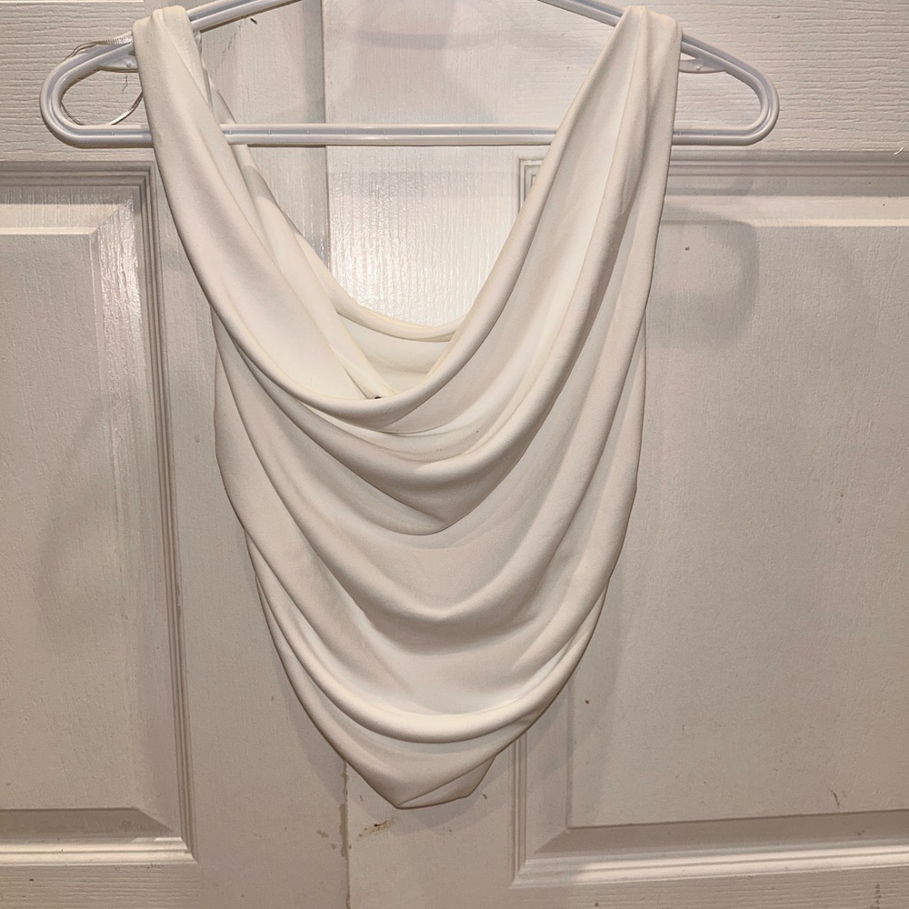 Zara Draped Cowl Neck White Top